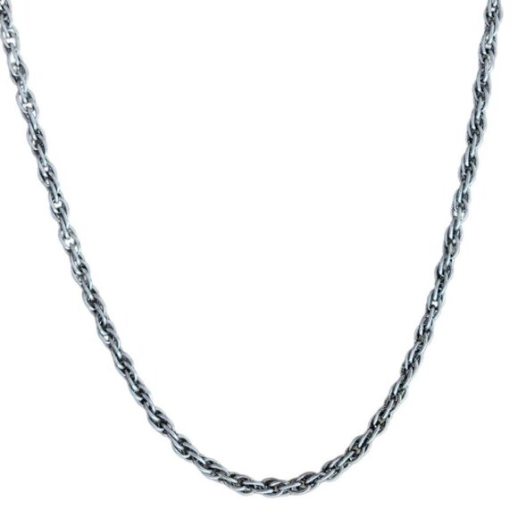 Vintage Stainless Steel Tone Rope Chain Necklace Classic Minimalist Jewelry - Picture 1 of 5
